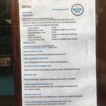 Seattle Fish Guys - Menu (10/19/22). - Seafood Markets Near Me - Seattle, Washington Seattle Fish Guys - Menu (10/19/22). - Seafood Markets Near Me - Seattle, Washington