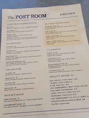 Menu photo 2 The Post Room San Francisco, CA