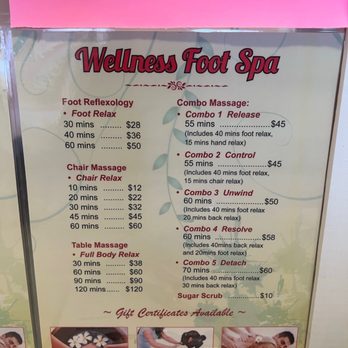Wellness Foot Spa - Menu - Massage Near Me - Austin, Texas