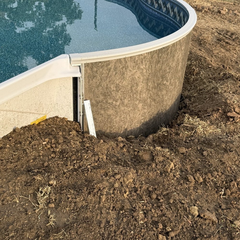 All Around Pools - This was supposed to have dirt even and level up to 12" below the pool. This was his he abandoned the project. - Pool & Hot Tub Service Near Me - Valley Mills, Texas All Around Pools - This was supposed to have dirt even and level up to 12" below the pool. This was his he abandoned the project. - Pool & Hot Tub Service Near Me - Valley Mills, Texas
