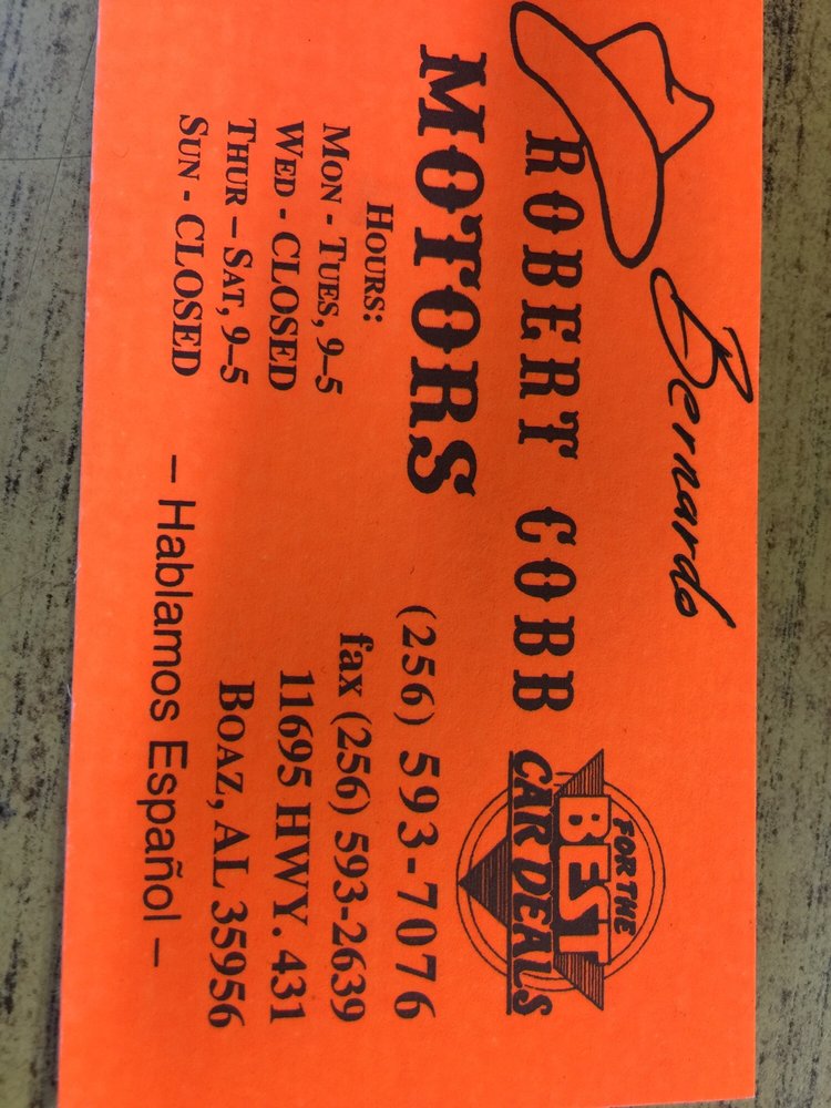 COBB ROBERT MOTORS Updated September 2024 206 US Highway 431, Boaz