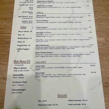 Tulum Mexican Kitchen - Backside of the dinner menu - Mexican Near Me - San Jose, California Tulum Mexican Kitchen - Backside of the dinner menu - Mexican Near Me - San Jose, California