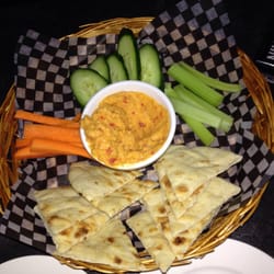 The hummus plate for $13, lots of garlic in the hummus :)
