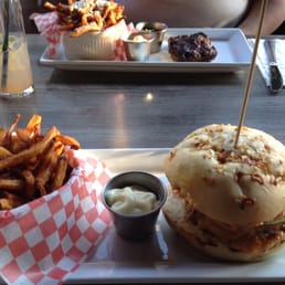 Burger/truffle fries.  Bavette/truffle fries