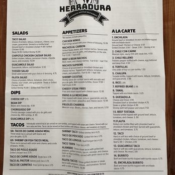 Herradura - a menu for a mexican restaurant - Mexican Near Me - Houma, Louisiana