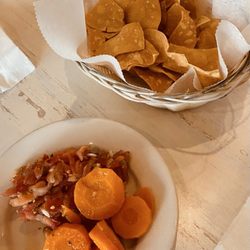 Baja's Authentic Mexican Restaurant - Salsa bar with a variety of mild to spicy salsa and fresh carrots