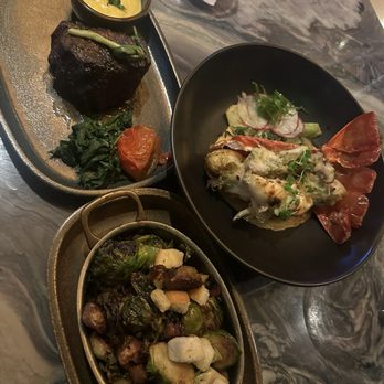 Ramsay's Kitchen at The Silver Legacy - Lobster In Curry Pork Belly Brussel Sprouts Filet - American Near Me - Reno, Nevada Ramsay's Kitchen at The Silver Legacy - Lobster In Curry Pork Belly Brussel Sprouts Filet - American Near Me - Reno, Nevada