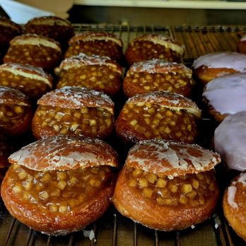 The Donut Man - Glendora - Some of the filled donuts.  I believe apple and a cream. - Donuts Near Me - Glendora, California