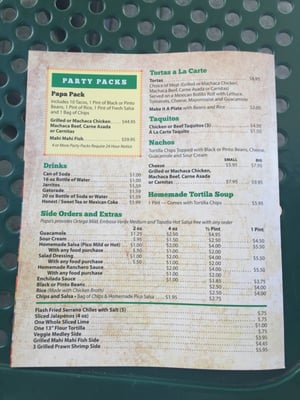 Menu photo 5 Papa's Tacos Laguna Beach, CA