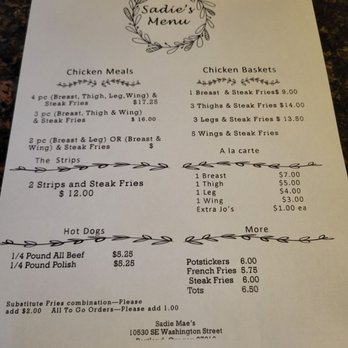 Sadie Mae's - Menu (August 2022) - Bars Near Me - Portland, Oregon Sadie Mae's - Menu (August 2022) - Bars Near Me - Portland, Oregon