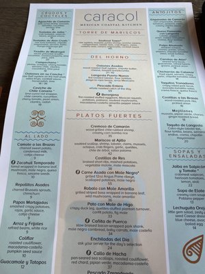 Menu photo 8 Caracol Houston, TX