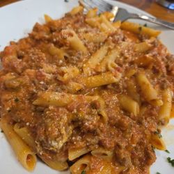 Tony's Pasta House & Gourmet Pizzeria - Penne pasta with a Bolognese sauce salad with a balsamic dressing