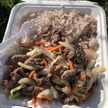 Cafe Seoul - Takeout Beef Bulgoki Lunch Special -- includes rice and veggies, and a drink (not pictured). - Korean Near Me - Eugene, Oregon