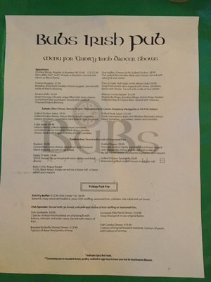 Menu photo 7 Bubs Irish Pub Germantown, WI Menu photo 7 Bubs Irish Pub Germantown, WI
