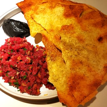 Foxface Natural - Kangaroo Tartare - warm spices, charred eggplant, sardinian flatbread - Seafood Near Me - New York, New York Foxface Natural - Kangaroo Tartare - warm spices, charred eggplant, sardinian flatbread - Seafood Near Me - New York, New York