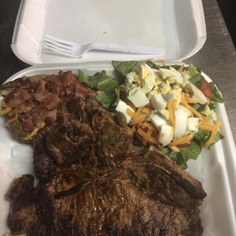 West Restaurant & Lounge - Rib-Eye Stake with side Salad and Loaded Potato - New American Near Me - Jackson, Mississippi West Restaurant & Lounge - Rib-Eye Stake with side Salad and Loaded Potato - New American Near Me - Jackson, Mississippi