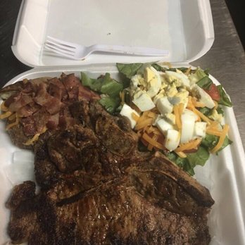 West Restaurant & Lounge - Rib-Eye Stake with side Salad and Loaded Potato - New American Near Me - Jackson, Mississippi West Restaurant & Lounge - Rib-Eye Stake with side Salad and Loaded Potato - New American Near Me - Jackson, Mississippi