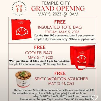 Bafang Dumpling - Grand opening promo - Bubble Tea Near Me - Temple City, California