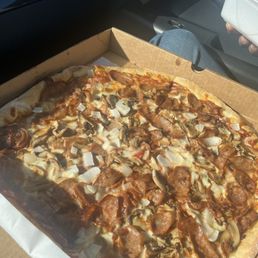 Sausage, mushrooms and onions