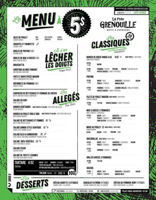Menu photo 3 La P'tite Grenouille Montréal Montreal, QC Menu photo 3 La P'tite Grenouille Montréal Montreal, QC