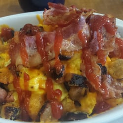 Smitty's - Meat lovers skillet, if you think you're looking at hash browns, you're probably looking at diced sausage.