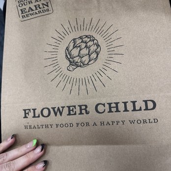 Flower Child - Love their logo and that they use paper bags - New American Near Me - Newport Beach, California Flower Child - Love their logo and that they use paper bags - New American Near Me - Newport Beach, California