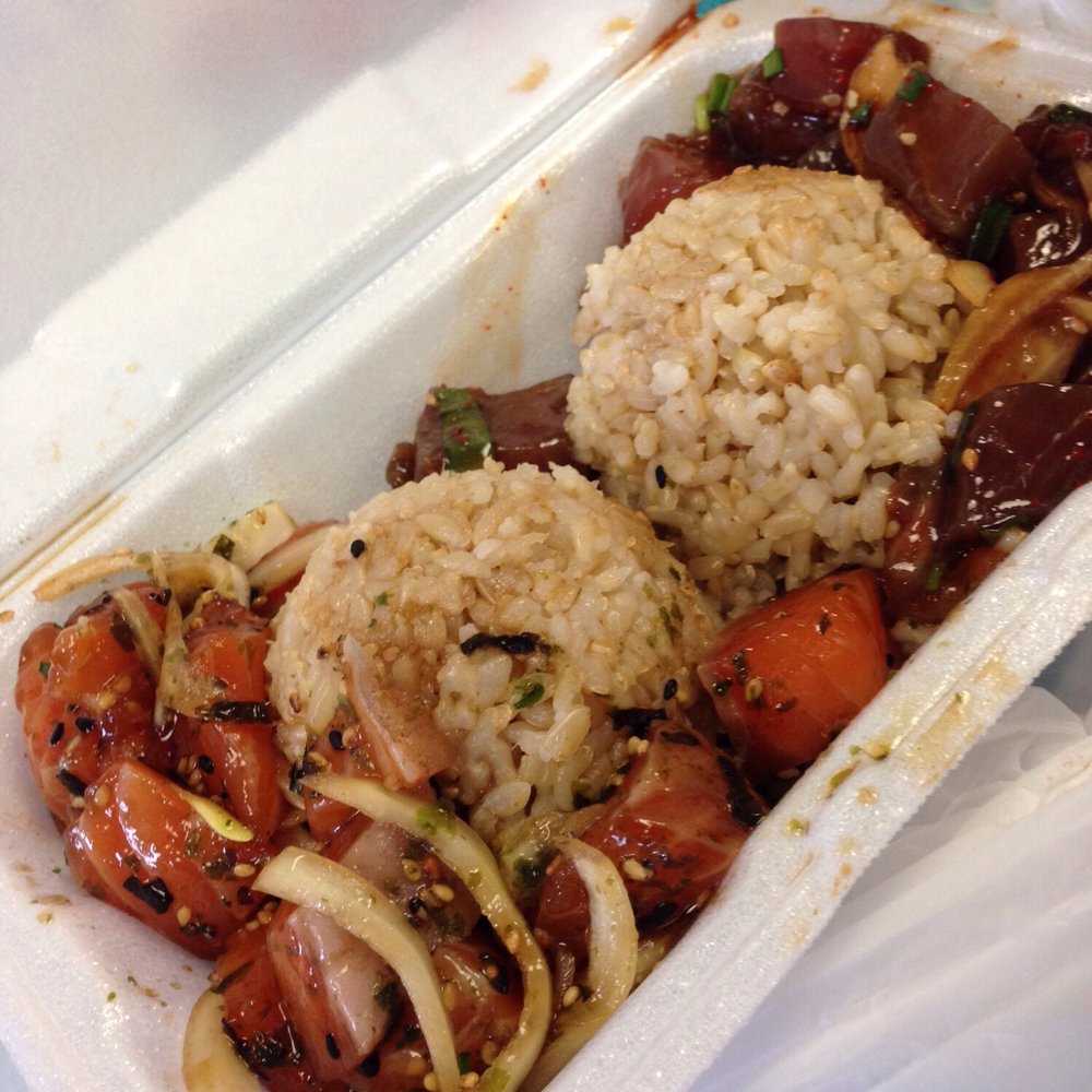 Fresh Catch - Poke bowl with salmon poke and shoyu ahi poke - Hawaiian Near Me - Honolulu, Hawaii
