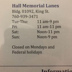 Hall Memorial Lanes Bowling Alley