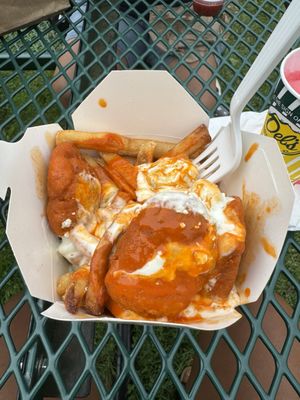 Photo of Friskie Fries - Johnston, RI, US. Cluck'n Hot Mess-Buffalo chicken