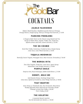 Menu photo 5 The Gold Bar Niagara Falls, NY