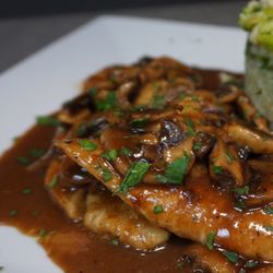 Mangia Brick Oven Pizza - Chicken Marsala with vegetable  risotto