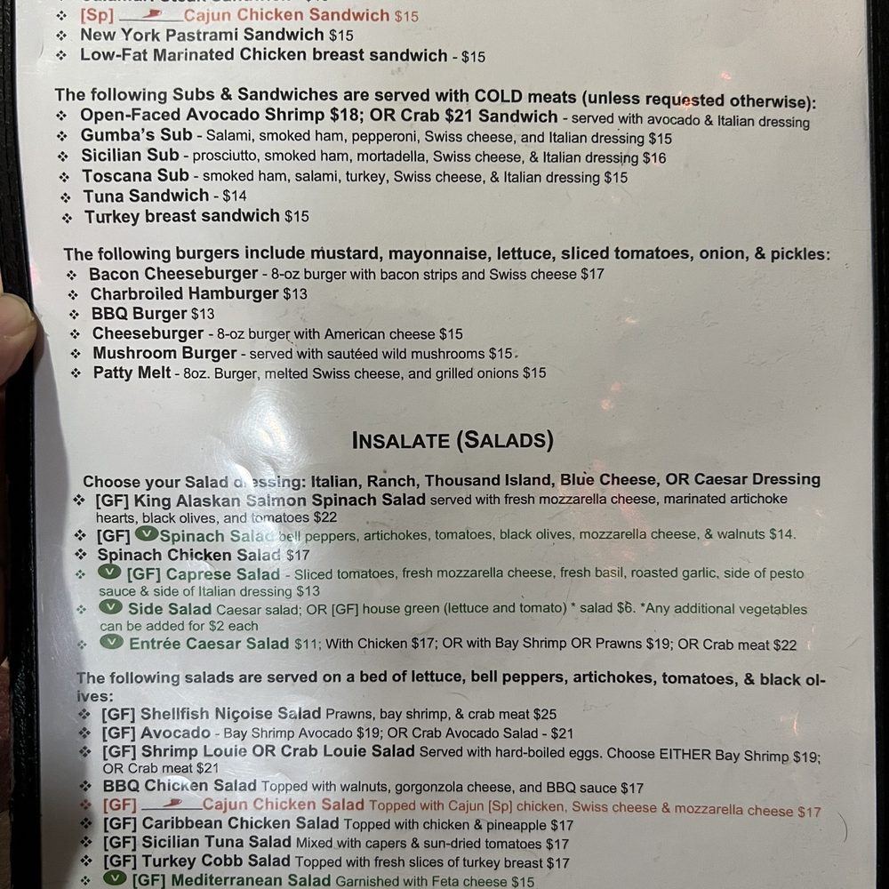 Gumba's Italian Restaurant - Menu - Pizza Near Me - Sunnyvale, California