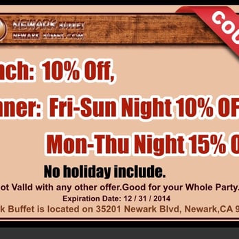Newark Buffet - It works! Just show the picture, will get discount! - Buffets Near Me - Newark, California Newark Buffet - It works! Just show the picture, will get discount! - Buffets Near Me - Newark, California