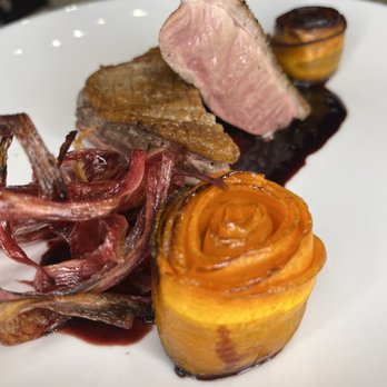 Plate2Table - Duck with crispy rhubarb, port wine reduction and honey roasted carrots. - Personal Chefs Near Me Plate2Table - Duck with crispy rhubarb, port wine reduction and honey roasted carrots. - Personal Chefs Near Me