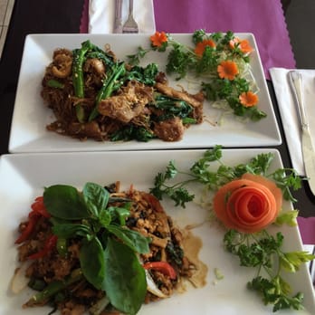 Thai Fix - Top: pork pad see ew with vermicelli Bottom: ground chicken with thai basil - Thai Near Me - Huntington Beach, California Thai Fix - Top: pork pad see ew with vermicelli Bottom: ground chicken with thai basil - Thai Near Me - Huntington Beach, California