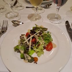 L'Alsace à Table - Vegetarian starter: plain salad - ; the others got meat terrini..  Why we did not get vegetarian terrini?