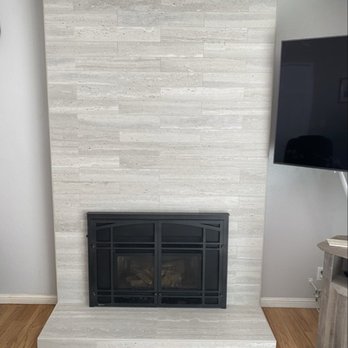 Bowers Tile - Fireplace refacing with tile over existing old used brick - General Contractors Near Me
