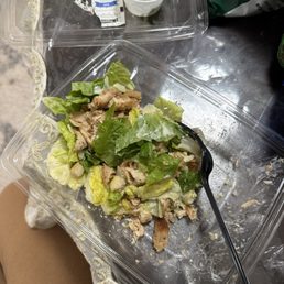 I order 2 Chicken Cesar salad and I ask for extra dressing. I order 2 Chicken Cesar salad and I ask for extra dressing.