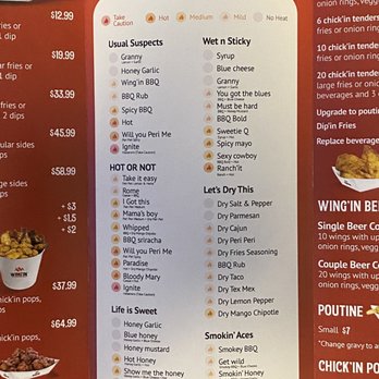 Wing’In - Menu - Chicken Wings Near Me - Ottawa, Ontario