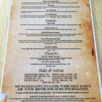 Prison Hill Brewing - Funny menu. - New American Near Me - Yuma, Arizona Prison Hill Brewing - Funny menu. - New American Near Me - Yuma, Arizona