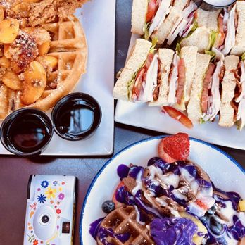 Kitchen 15 - peach cobbler chicken and waffles, UBE MINI WAFFLES, Club Sandwich (turkey&bacon) - Breakfast & Brunch Near Me - Sacramento, California Kitchen 15 - peach cobbler chicken and waffles, UBE MINI WAFFLES, Club Sandwich (turkey&bacon) - Breakfast & Brunch Near Me - Sacramento, California