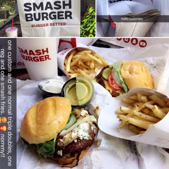 Smashburger - two triple doubles, reg and smash fries. I can genuinely say I got very sick, (I ate maybe a quarter of each burger and a few fries). - Burgers Near Me - Nanuet, New York Smashburger - two triple doubles, reg and smash fries. I can genuinely say I got very sick, (I ate maybe a quarter of each burger and a few fries). - Burgers Near Me - Nanuet, New York