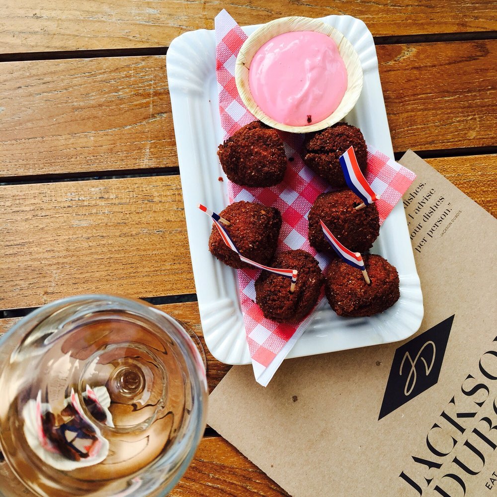 Bar Jackson Dubois - Rosè with beetroot croquettes - Champagne Bars Near Me - Amsterdam, New Hampshire