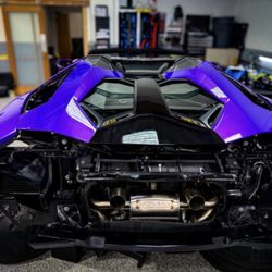 Wrapstars - 2016 White Lamborghini Aventdor color changed with Inozetek Metallic Royalty Purple, MC Gloss Black, Xpel Stealth customized design