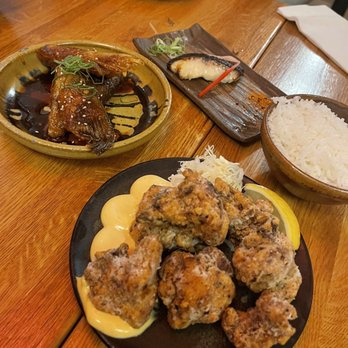 Izakaya Minato - a plate of meatballs and a bowl of rice - Izakaya Near Me - Portland, Maine Izakaya Minato - a plate of meatballs and a bowl of rice - Izakaya Near Me - Portland, Maine