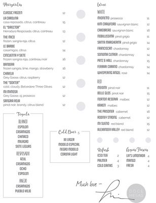 Menu photo 2 Doce Mesas Dallas, TX