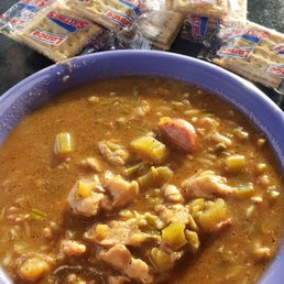 Seafood, chicken and Sausage Gumbo mixed. Seafood, chicken and Sausage Gumbo mixed.