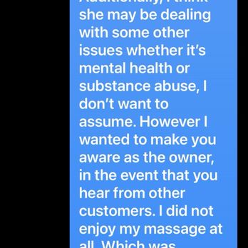 Siam Thai Spa - Text dialogue between myself and the owner. - Reflexology Near Me - Hot Springs, Arkansas