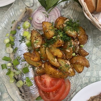 Oceanview Cafe - Don't miss the herring with potatoes. The combination of marinated herring with the warm potatoes and fresh vegetables is to die for! - Cafes Near Me - Brooklyn, New York