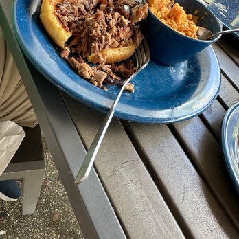 Mojo Old City BBQ - Chopped brisket sandwich with mashed sweet potatoes - Barbeque Near Me - St. Augustine, Florida Mojo Old City BBQ - Chopped brisket sandwich with mashed sweet potatoes - Barbeque Near Me - St. Augustine, Florida